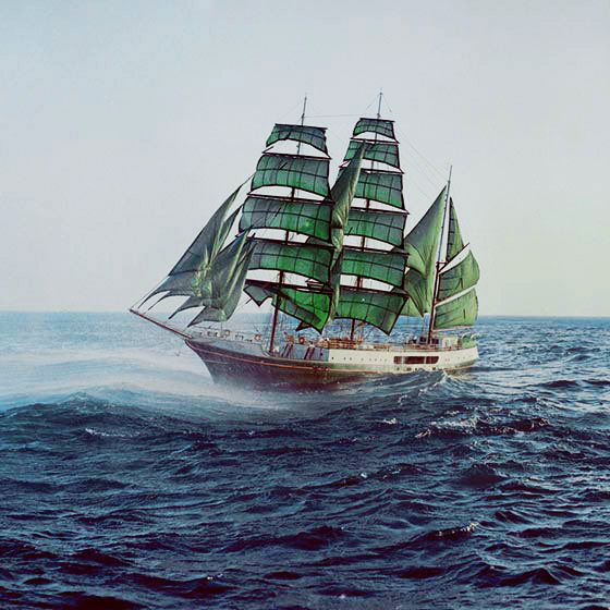 A ship on a high seas