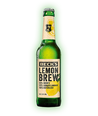 Das erste Lemon Brew mit natürlich gebrauter Zitronenlimonade. 50 % BECK’S mit 50 % gebrauter Limonade und 100 % natürlichem Geschmack: weniger süß, mit fermentierten Noten. Ganz ohne künstliche Zusatzstoffe und Aromen: Das ist BECK’S Lemon Brew.